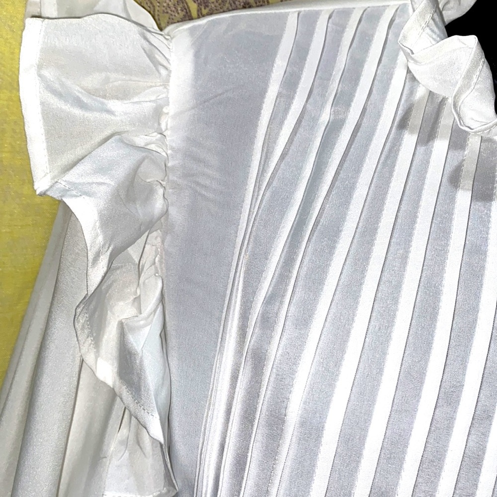 PRETTYLITTLETHING LONG SLEEVE WHITE RUFFLE-COLLAR/CUFF DRESS SZ 10 - Picture 5 of 14